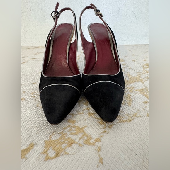 🔥🔥FINAL CLEARENCE🔥🔥 PRADA Vimtage Black Suede Leather Slingback Heel Pumps 4” - Picture 2 of 8